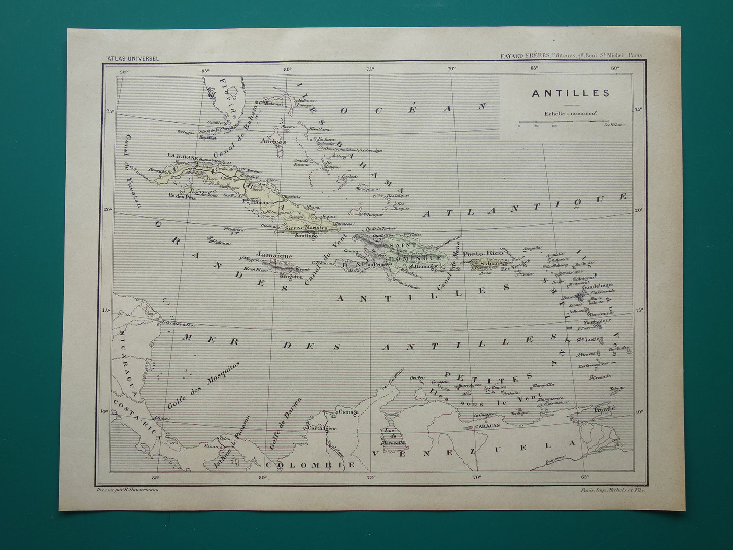ANTILLEN Oude landkaart van het Caribisch gebied Originele antieke kaart