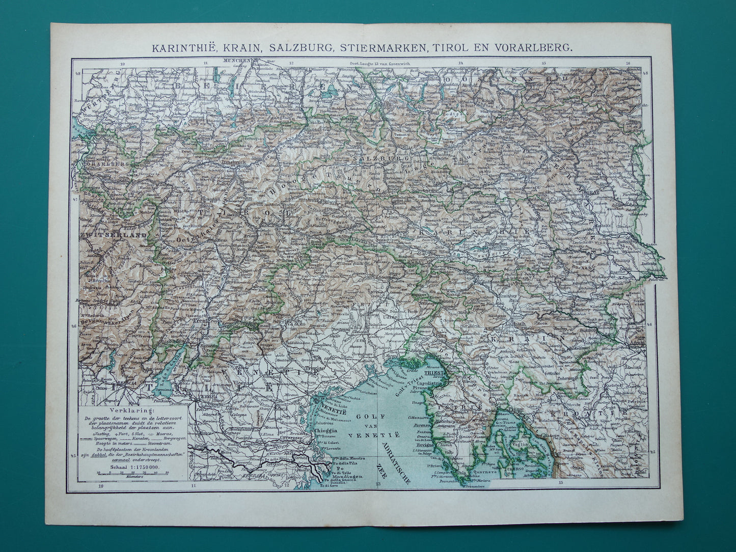 Slovenië oude kaart van Slovenië Oostenrijk uit 1909 Gedetailleerde vintage Nederlandse landkaart antieke kaarten