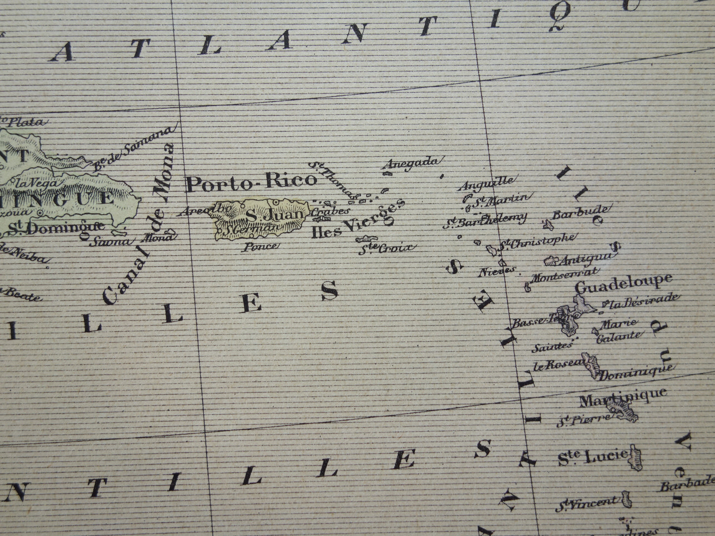 ANTILLEN Oude landkaart van het Caribisch gebied Originele antieke kaart