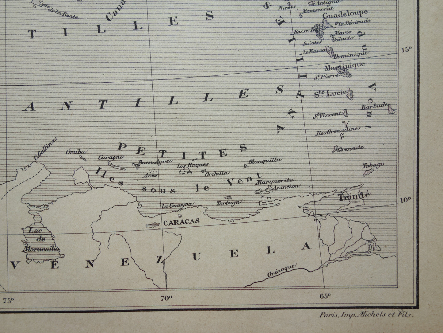 ANTILLEN Oude landkaart van het Caribisch gebied Originele antieke kaart