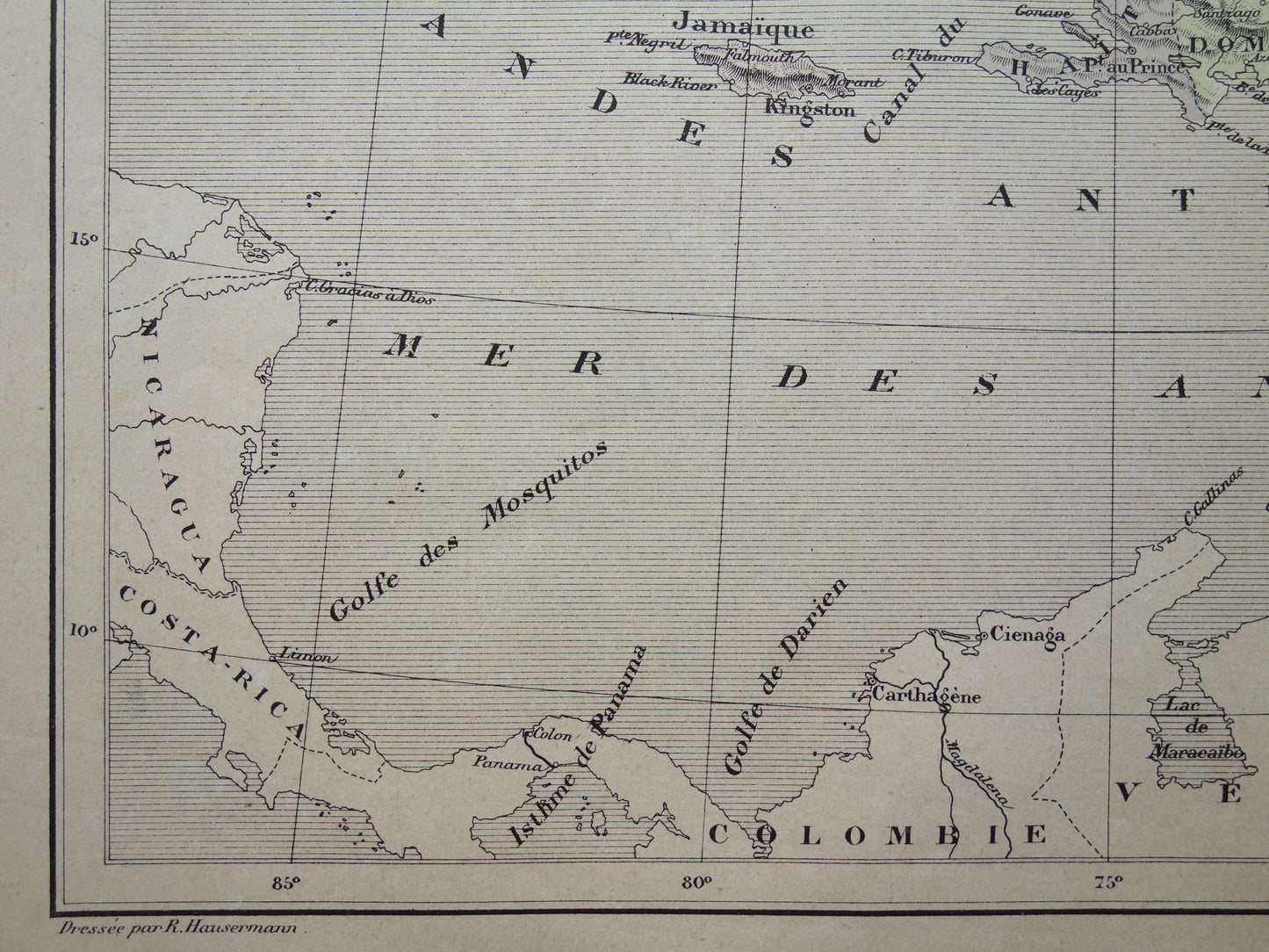 ANTILLEN Oude landkaart van het Caribisch gebied Originele antieke kaart