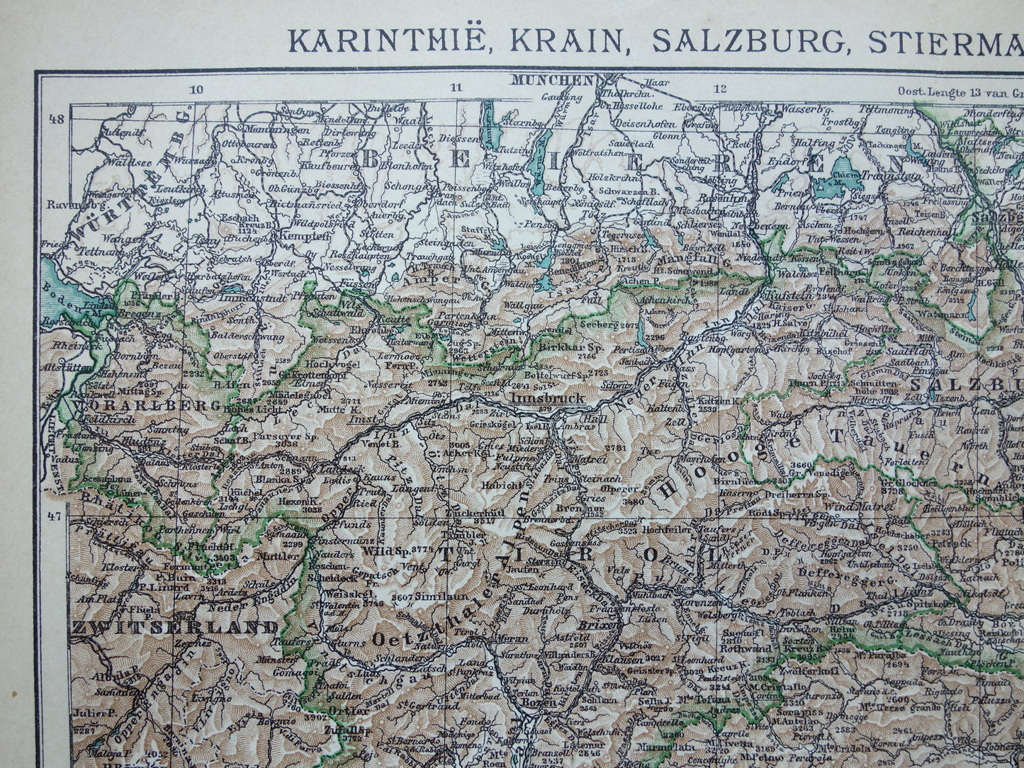 Slovenië oude kaart van Slovenië Oostenrijk uit 1909 Gedetailleerde vintage Nederlandse landkaart antieke kaarten
