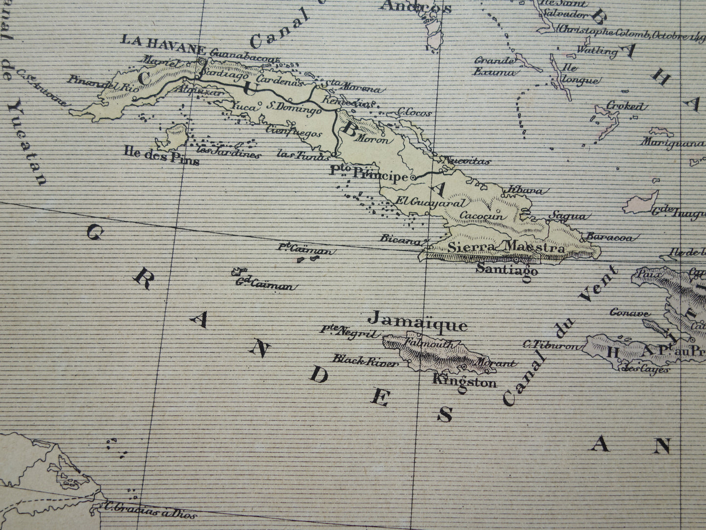 ANTILLEN Oude landkaart van het Caribisch gebied Originele antieke kaart