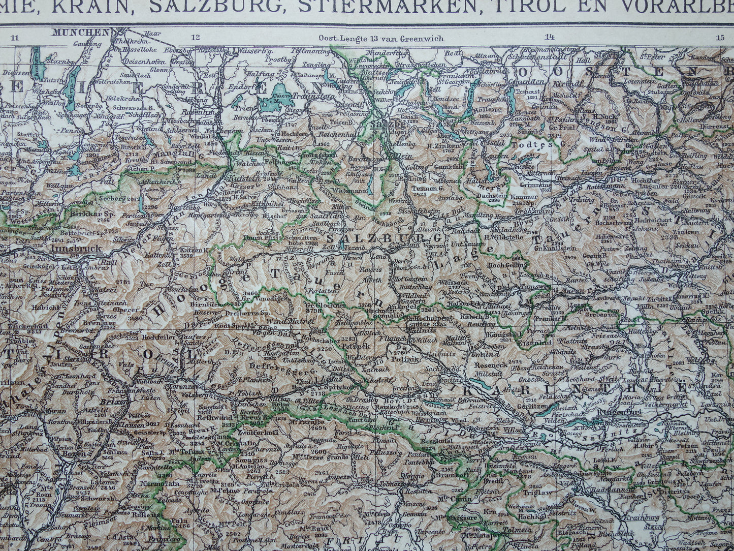 Slovenië oude kaart van Slovenië Oostenrijk uit 1909 Gedetailleerde vintage Nederlandse landkaart antieke kaarten