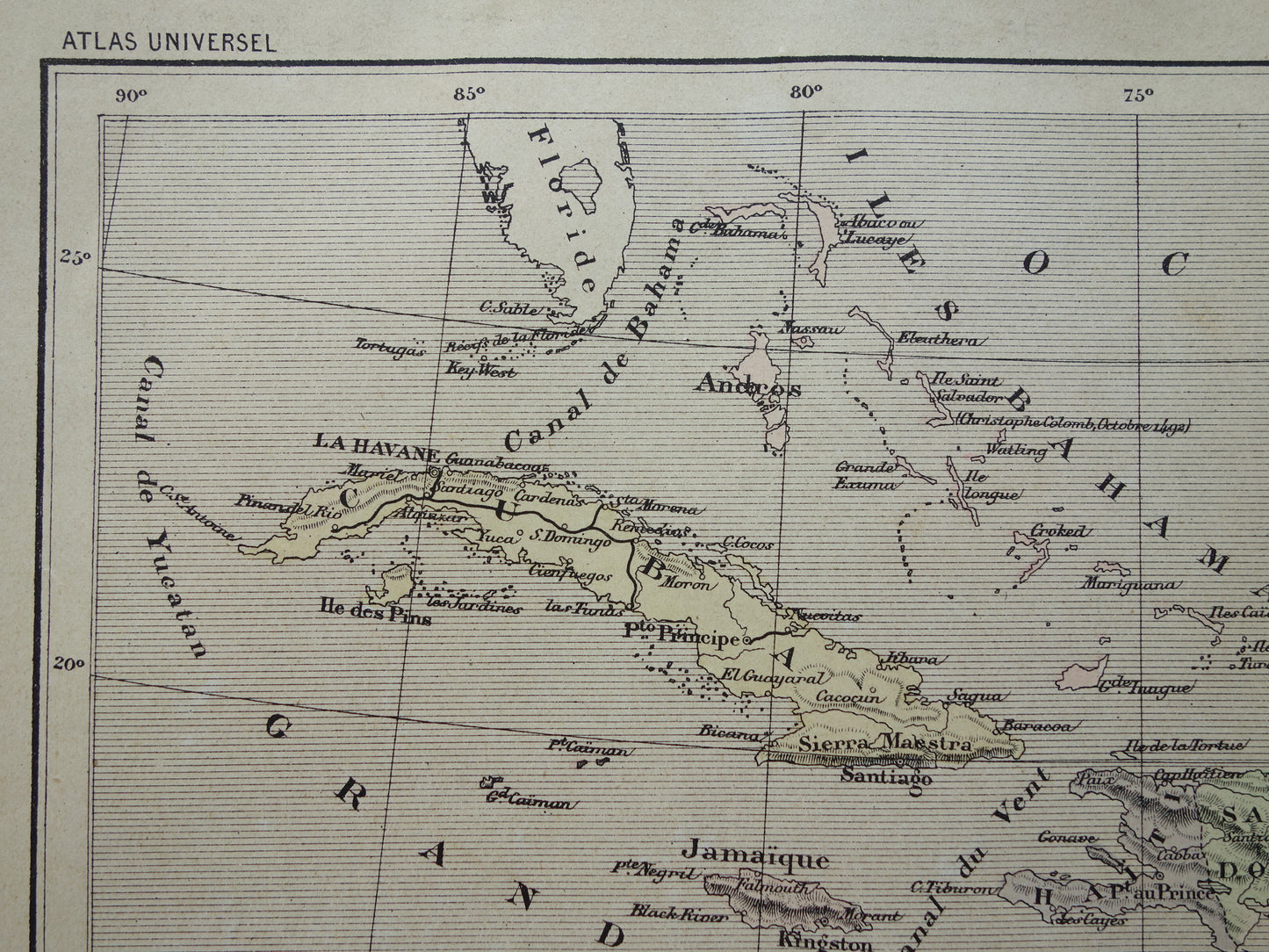 ANTILLEN Oude landkaart van het Caribisch gebied Originele antieke kaart