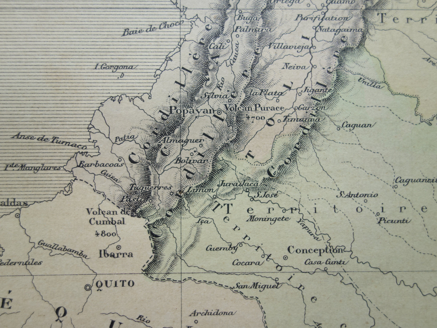 COLOMBIA Old map of Colombia Original antique French hand-colored map