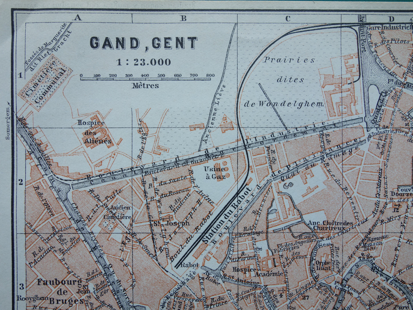 GENT alte Karte von Gent, Belgien aus dem Jahr 1910 kleine originale antike Karte