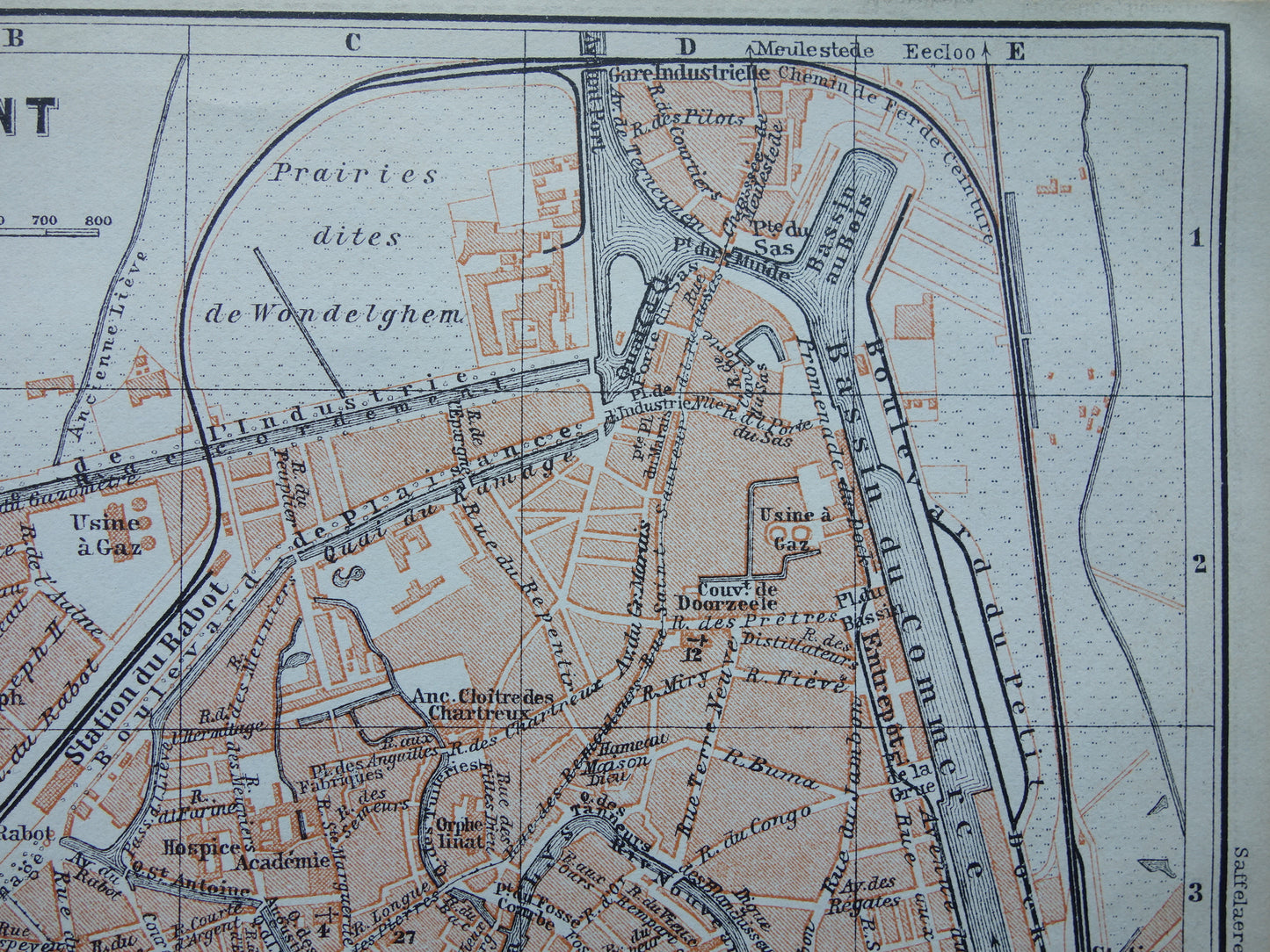 GENT alte Karte von Gent, Belgien aus dem Jahr 1910 kleine originale antike Karte