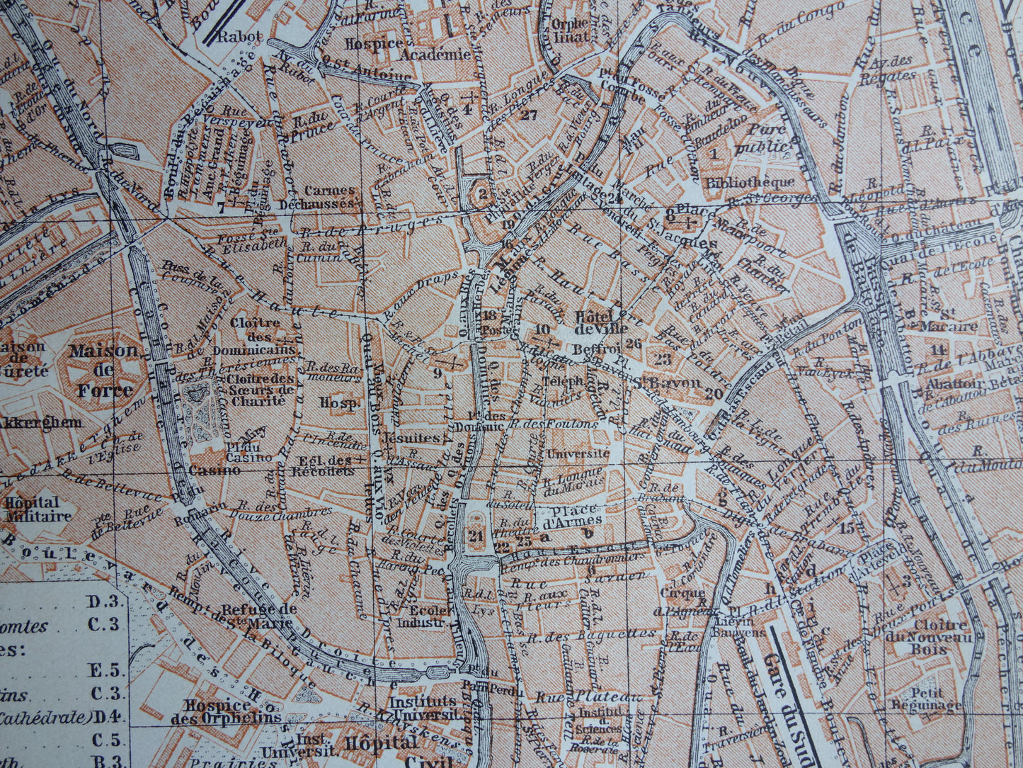 GENT alte Karte von Gent, Belgien aus dem Jahr 1910 kleine originale antike Karte