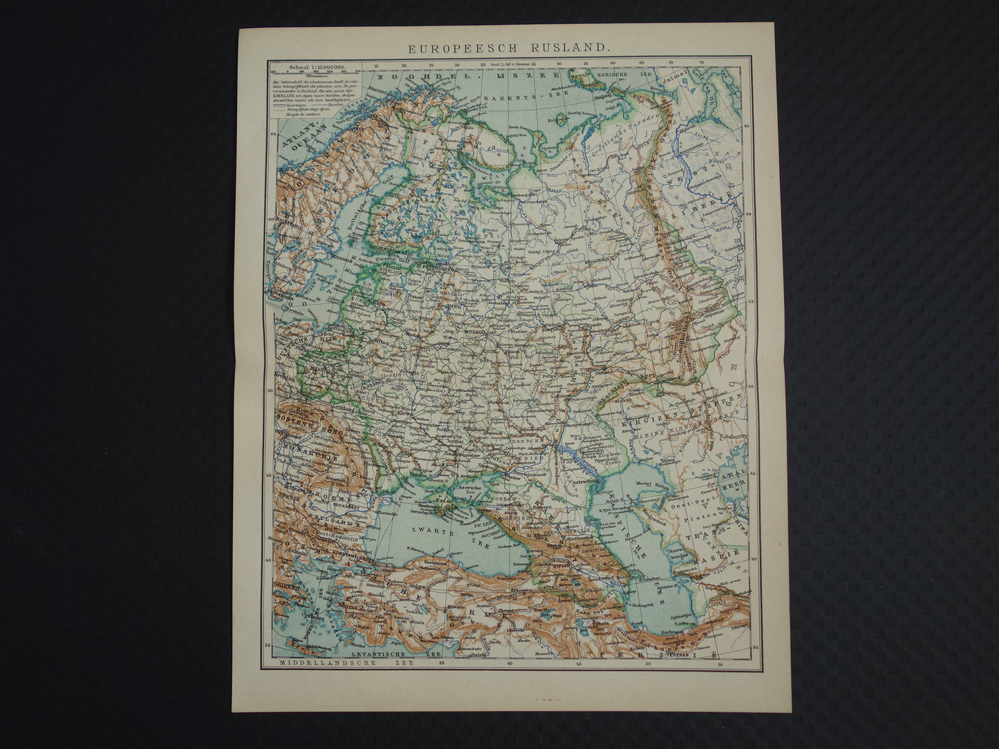 RUSSIA Old Dutch map of European Russia from 1910 Vintage map of Eastern Europe
