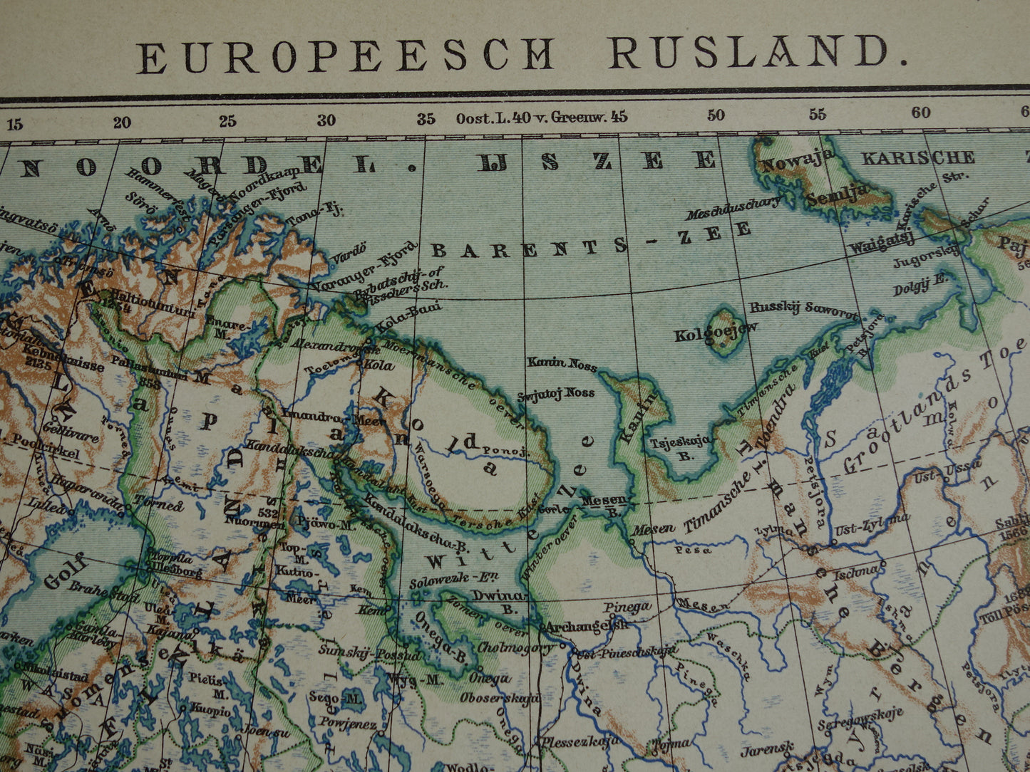 RUSSIA Old Dutch map of European Russia from 1910 Vintage map of Eastern Europe