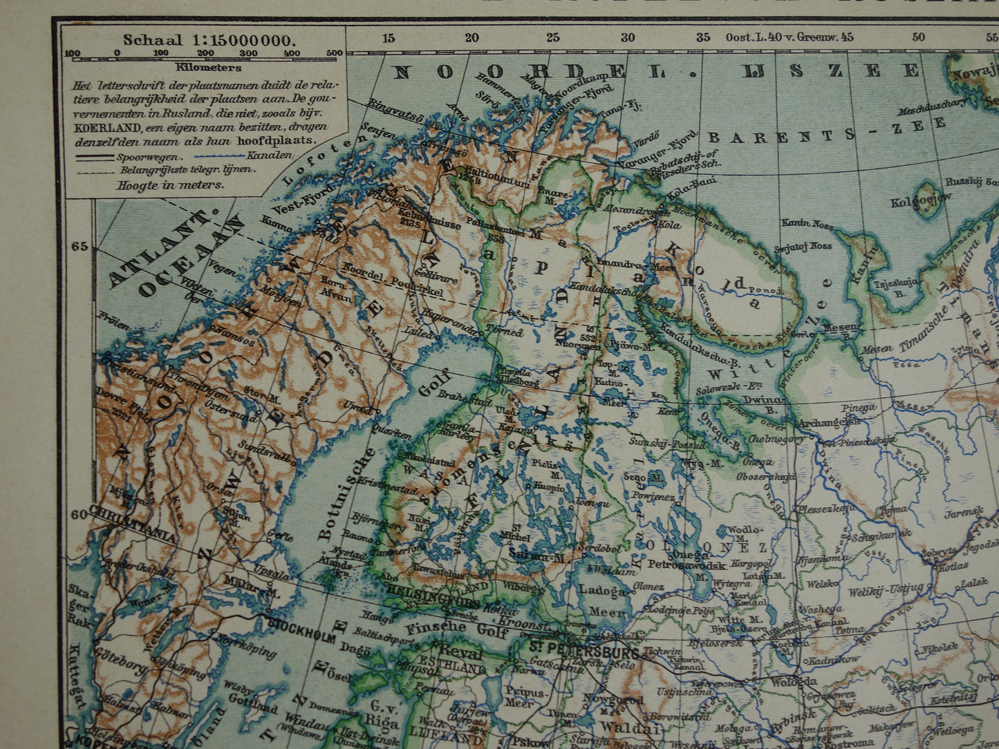 RUSSIA Old Dutch map of European Russia from 1910 Vintage map of Eastern Europe