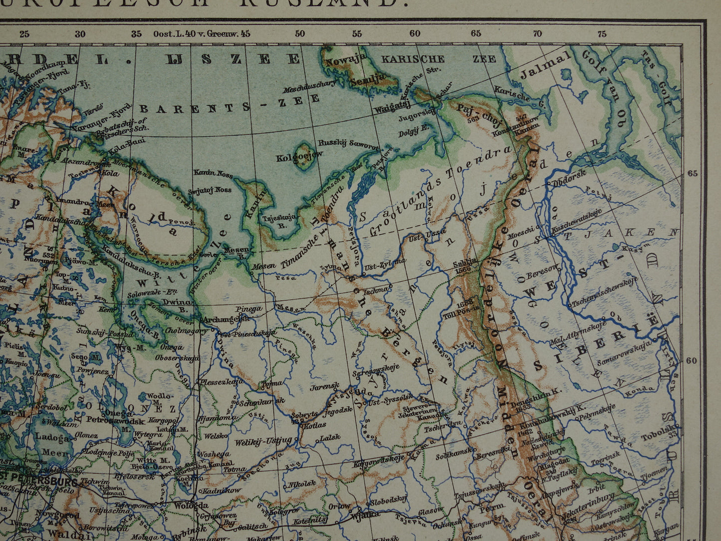 RUSSIA Old Dutch map of European Russia from 1910 Vintage map of Eastern Europe