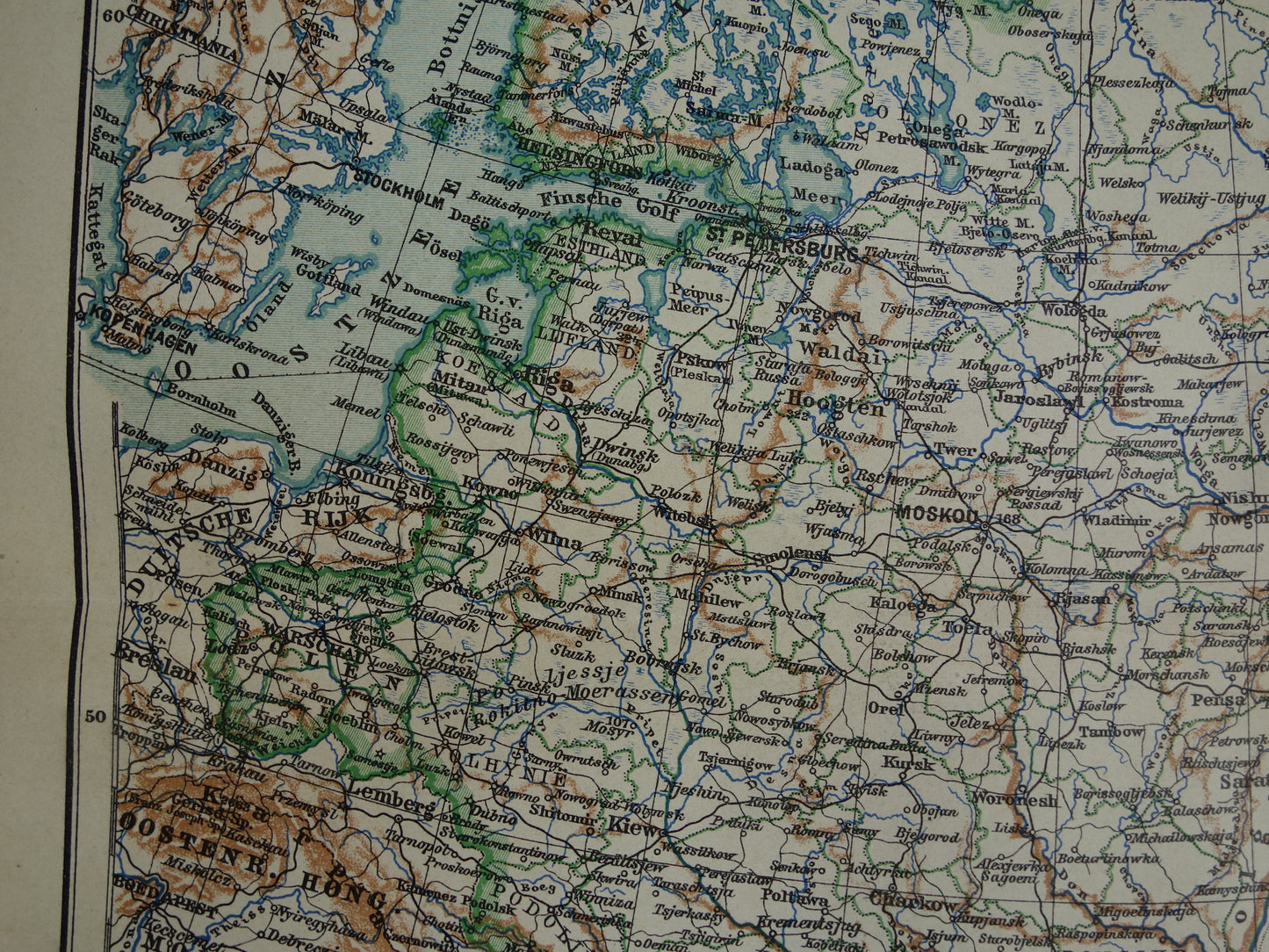 RUSSIA Old Dutch map of European Russia from 1910 Vintage map of Eastern Europe