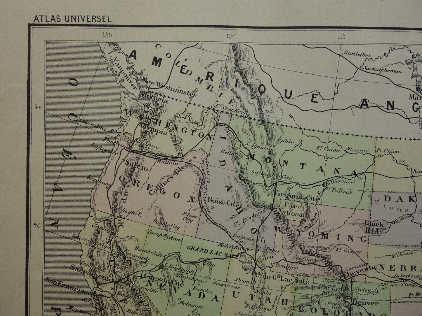 UNITED STATES Old map USA with railroads Original antique map railroad lines
