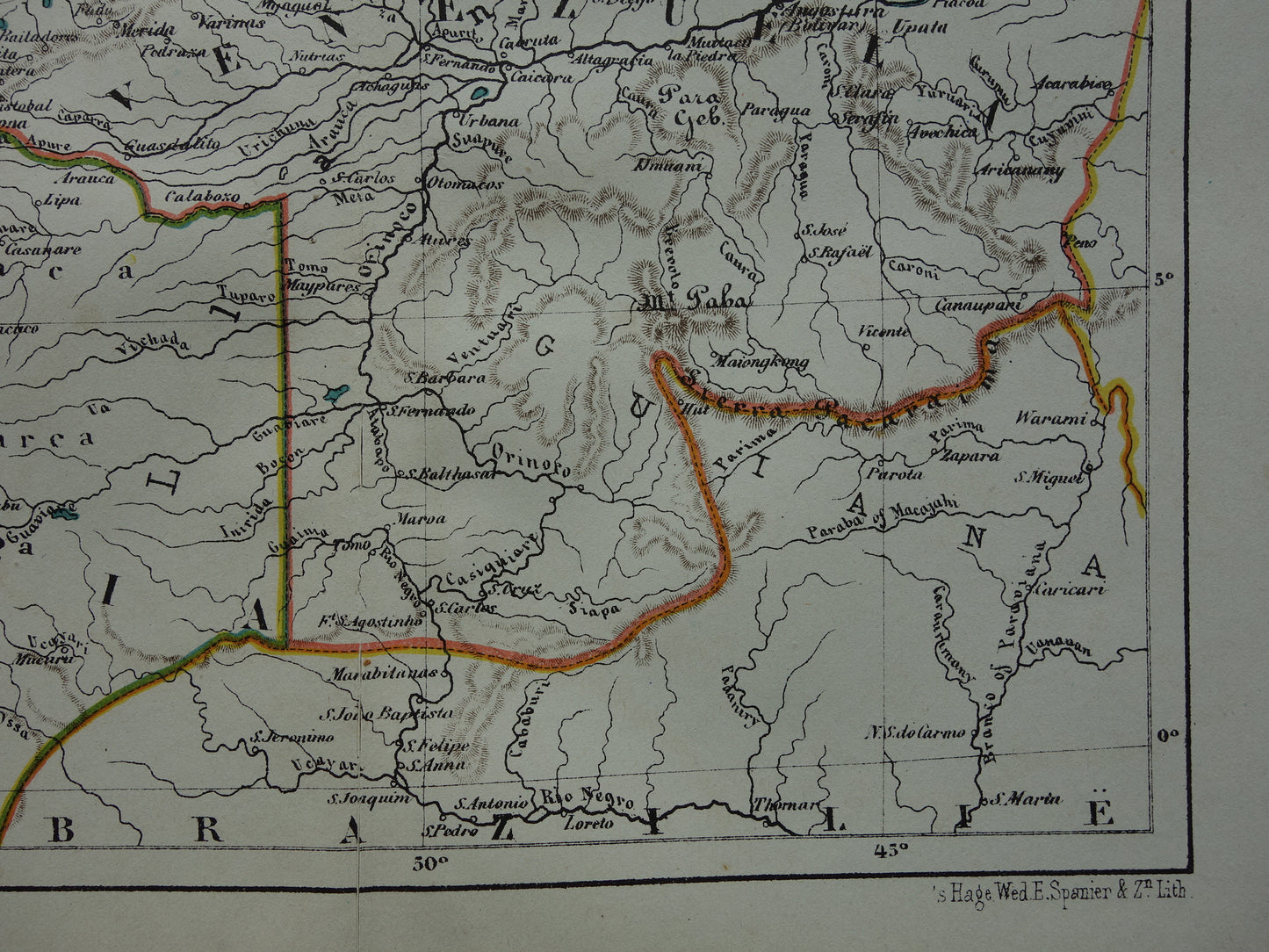 Venezuela and Colombia old map original antique Kuyper map from 1882 vintage maps