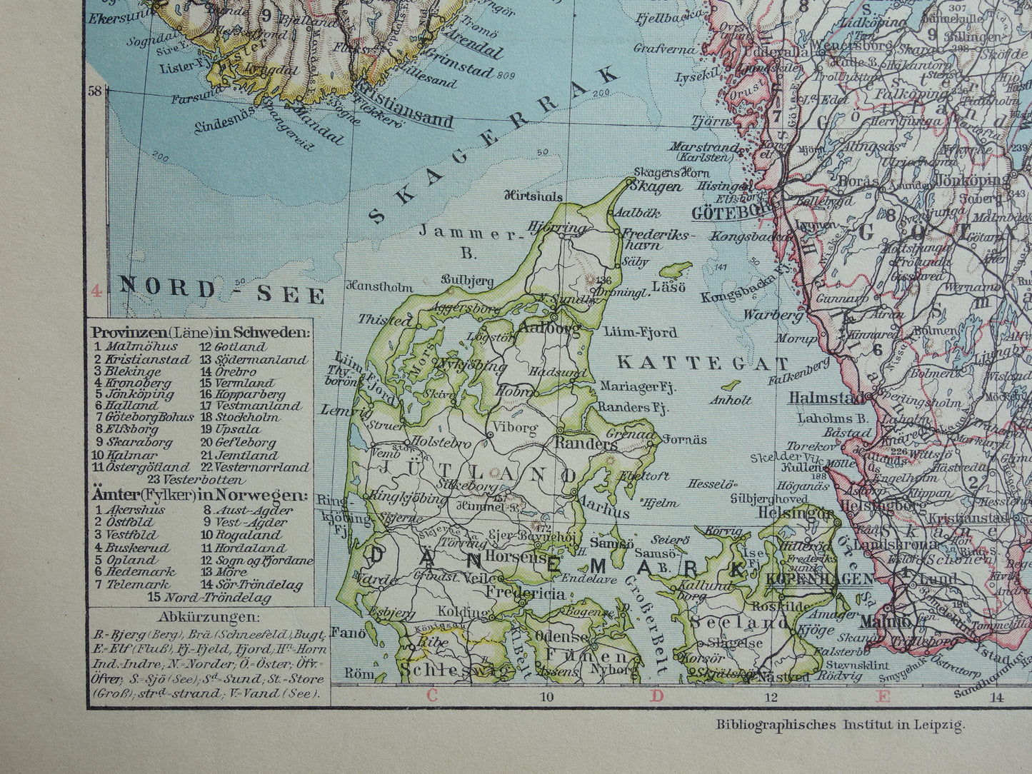 Old map of Sweden and Norway from 1928 original vintage map Stockholm Oslo