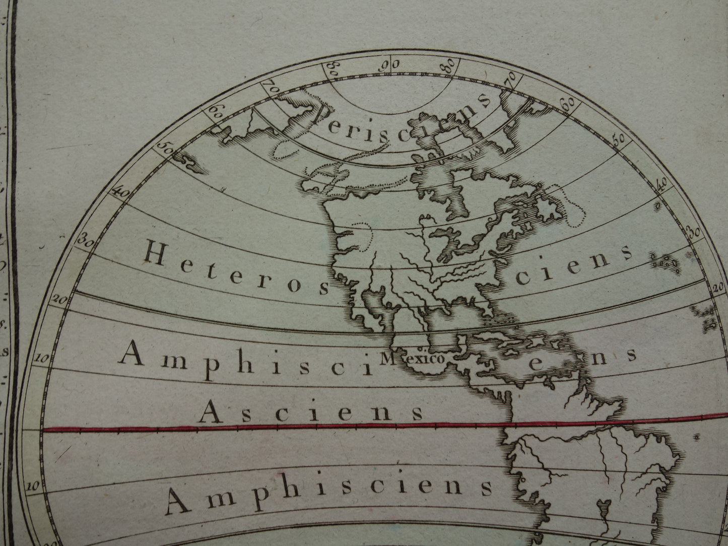 Old world map from 1761 map of the world over shadow - original antique hand colored map