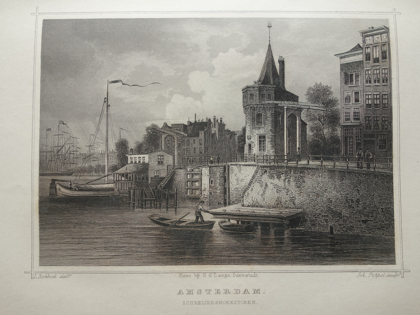 Amsterdam. Schreijershoekstoren 1858 Terwen. Muurdecoratie vintage
