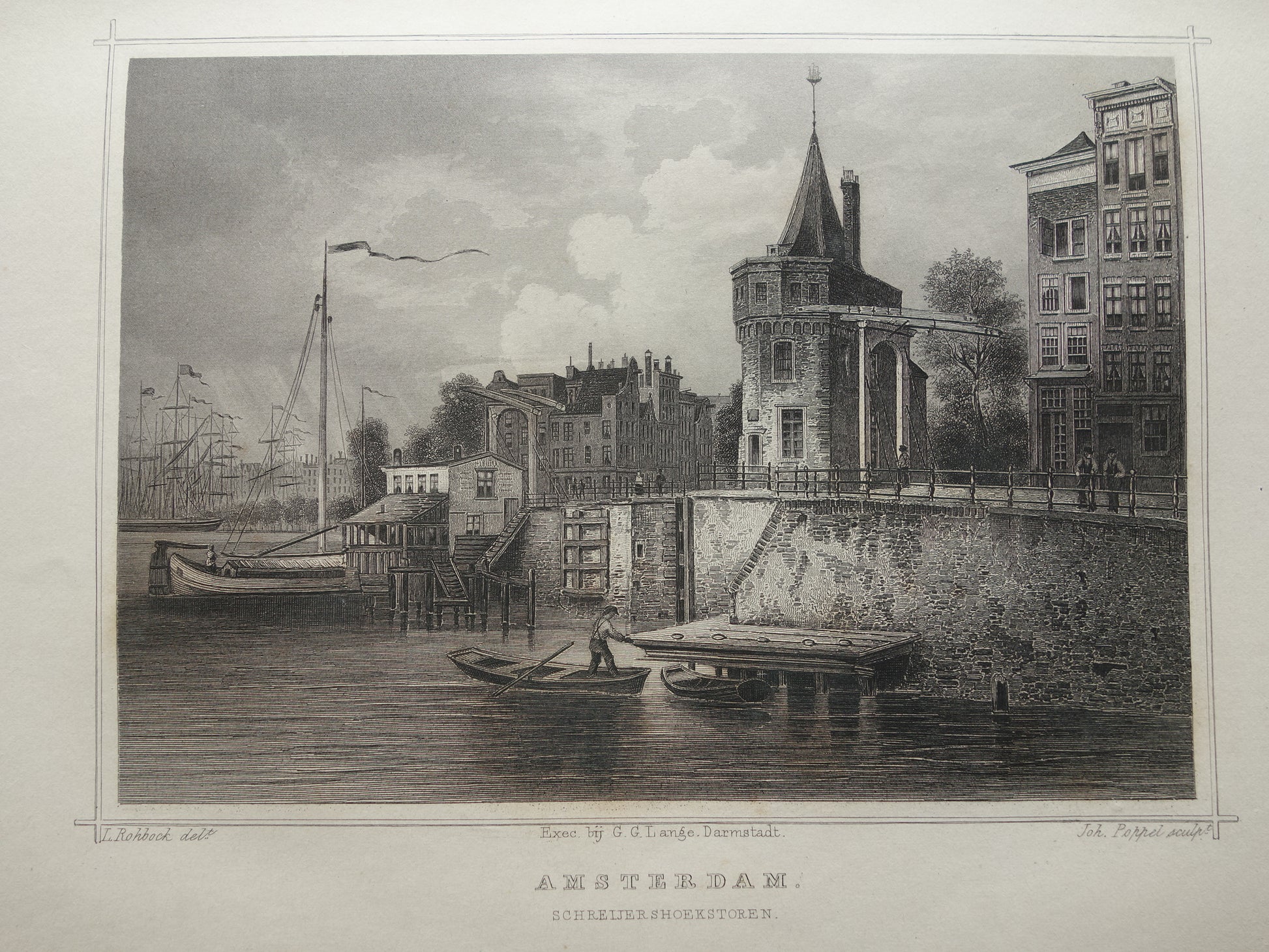 Amsterdam. Schreijershoekstoren 1858 Terwen. Muurdecoratie vintage
