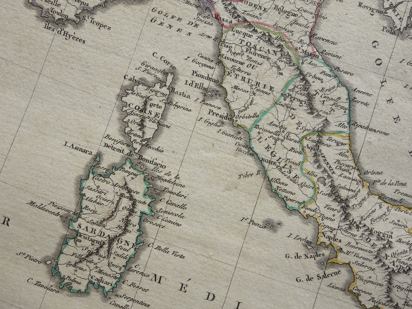 Oude kaart van Italië uit 1804 Originele antieke Pinkerton landkaart van Italië