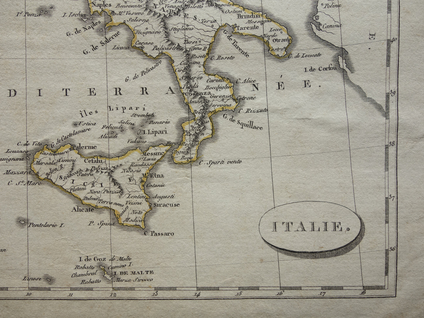 Oude kaart van Italië uit 1804 Originele antieke Pinkerton landkaart van Italië