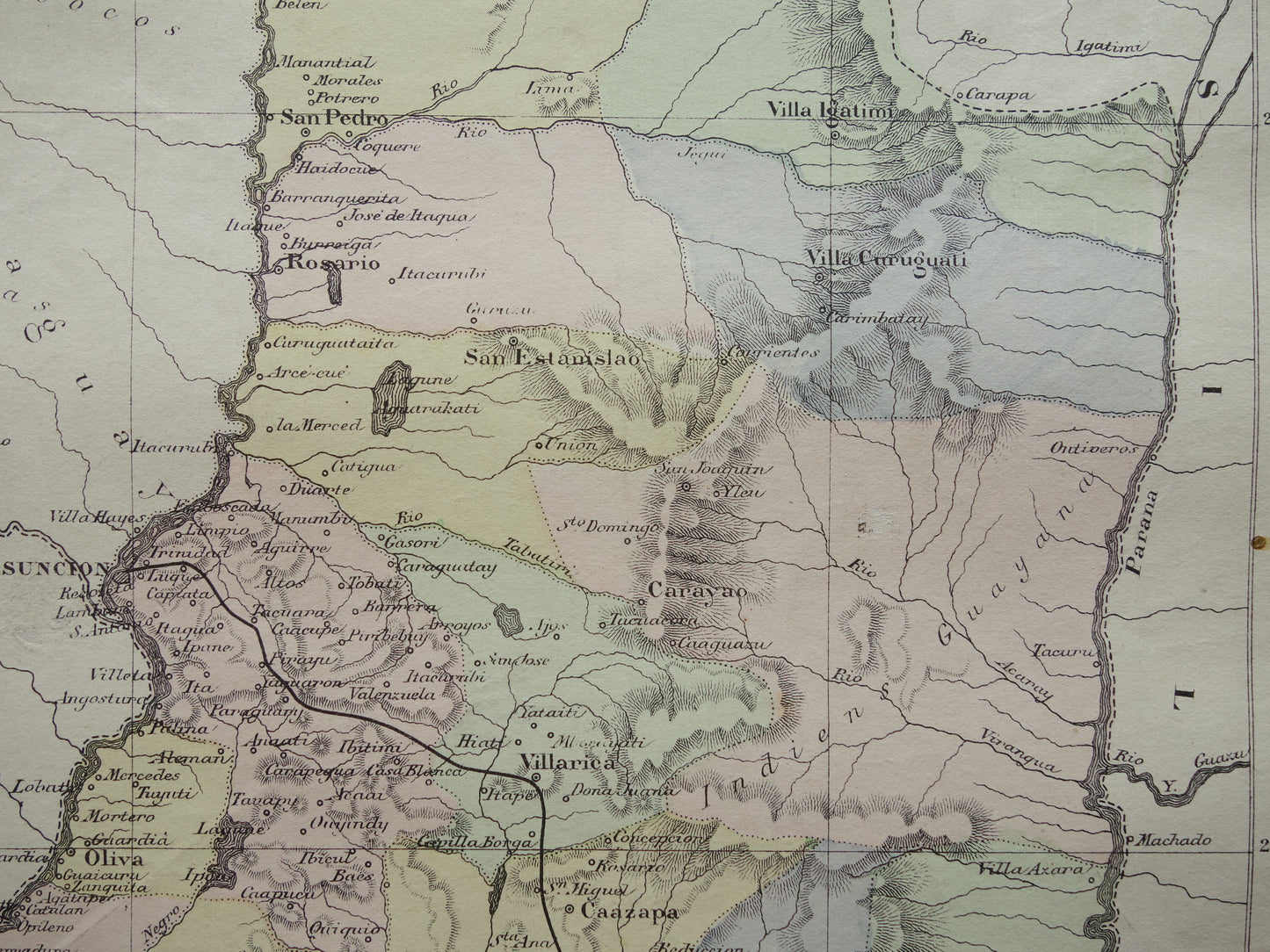 PARAGUAY old map from 1896 original antique French map of Paraguay