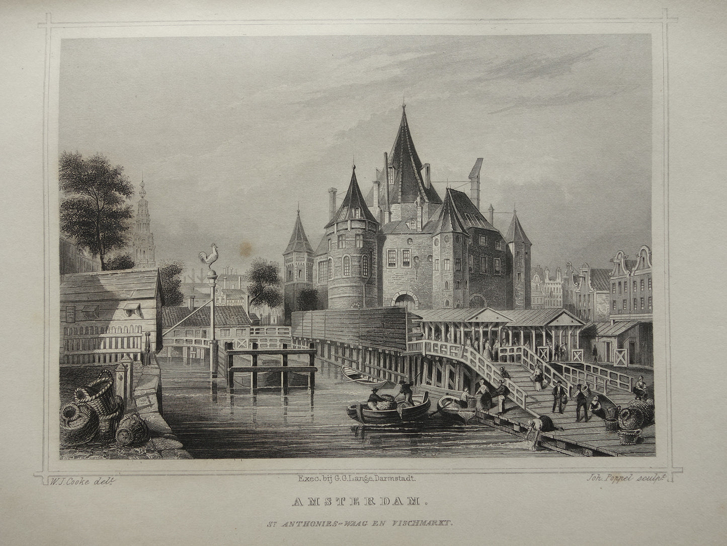 de waag op de nieuwmarkt vroeger historisch amsterdam illustratie