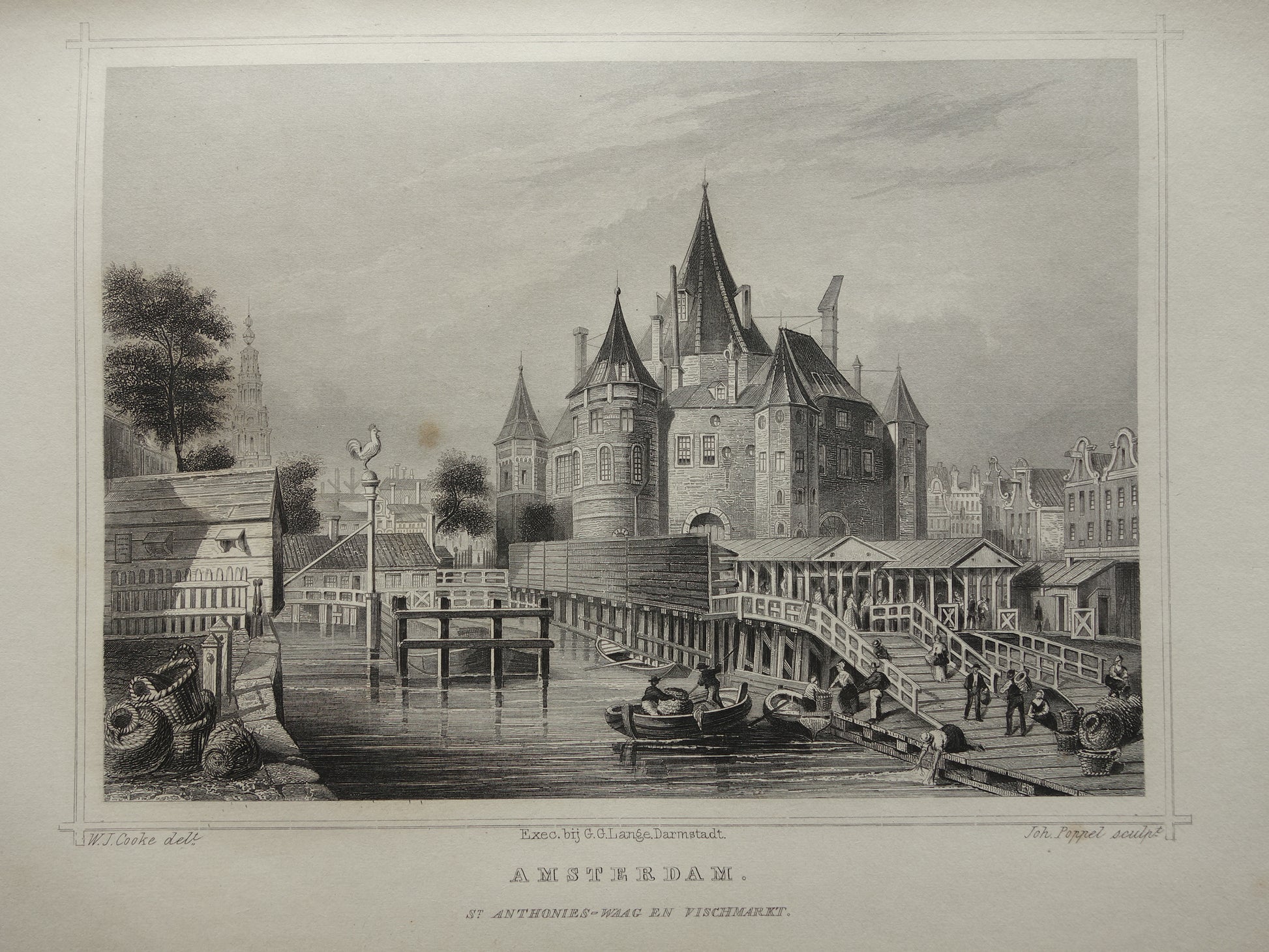 de waag op de nieuwmarkt vroeger historisch amsterdam illustratie