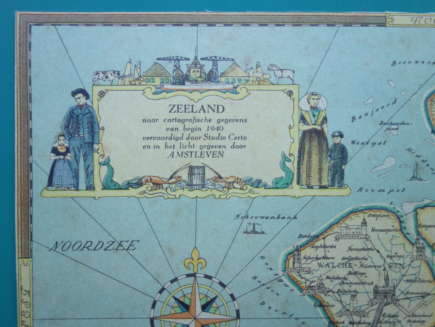 ZEELAND Old map of the province of Zeeland from 1947 Vintage historical map