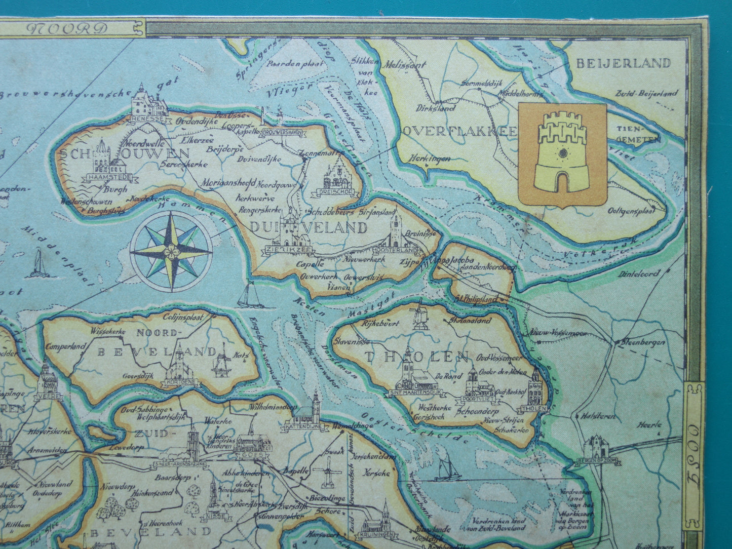 ZEELAND Old map of the province of Zeeland from 1947 Vintage historical map