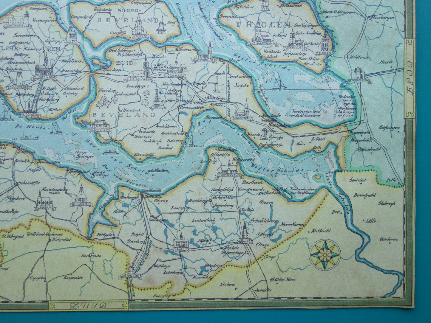 ZEELAND Old map of the province of Zeeland from 1947 Vintage historical map