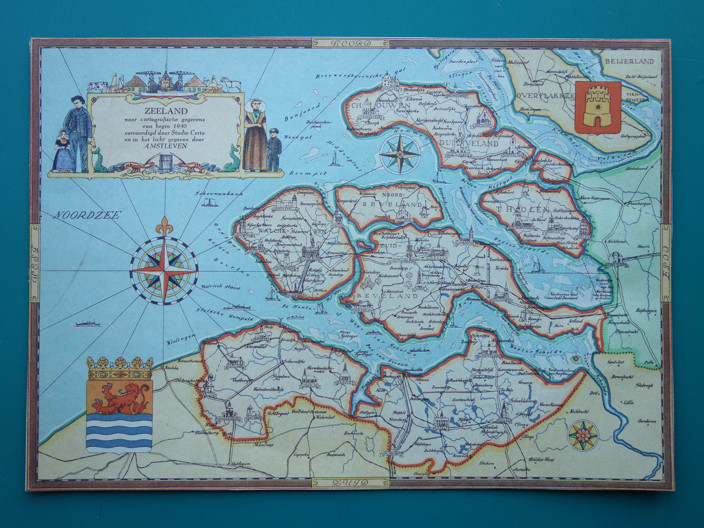 ZEELAND Vintage map of the province of Zeeland from 1947 Old historical map