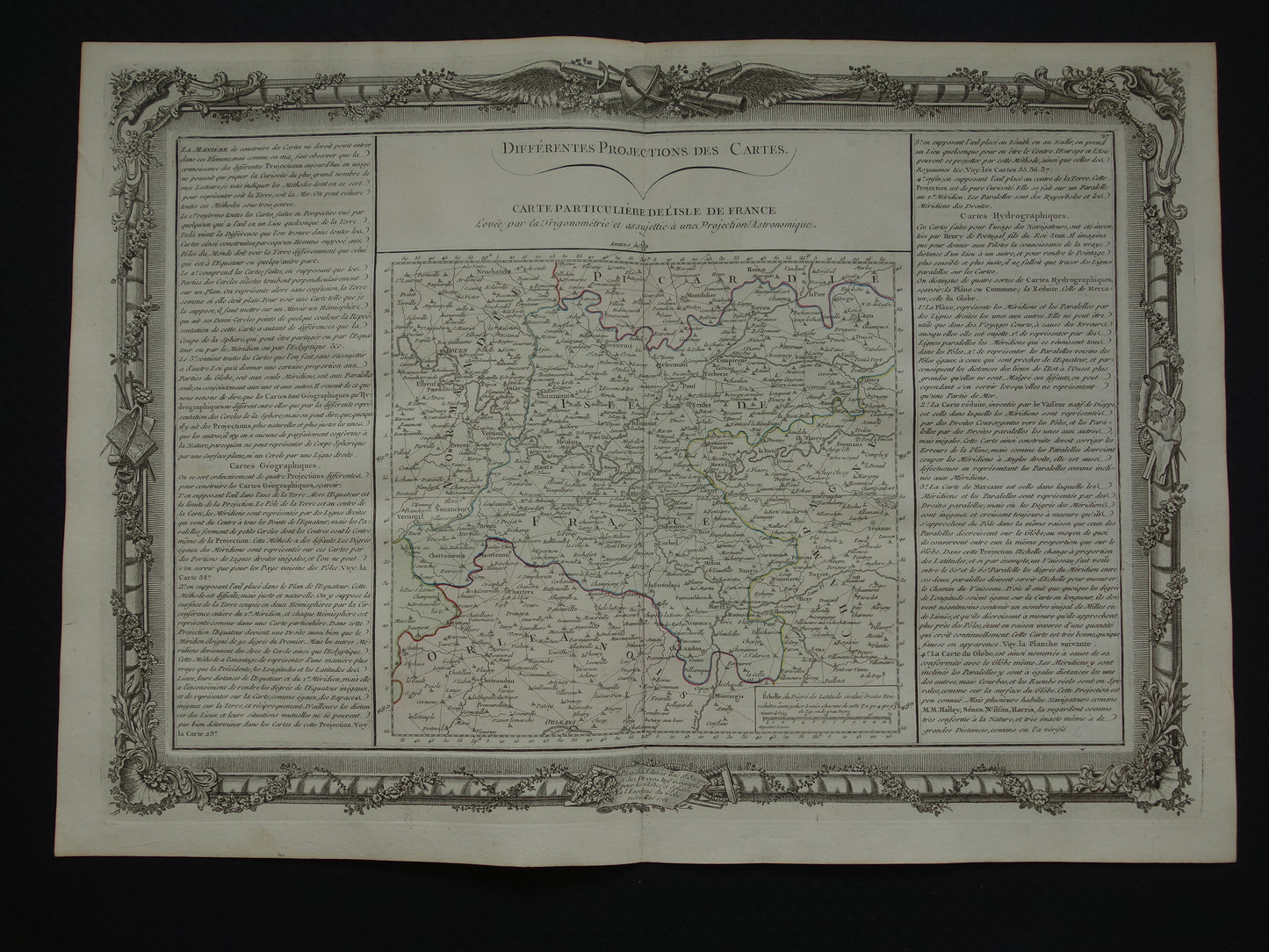 CARTOGRAPHY Set of three old engravings about concepts from Cartography Geography - Original 260+ year old French matching prints Projection