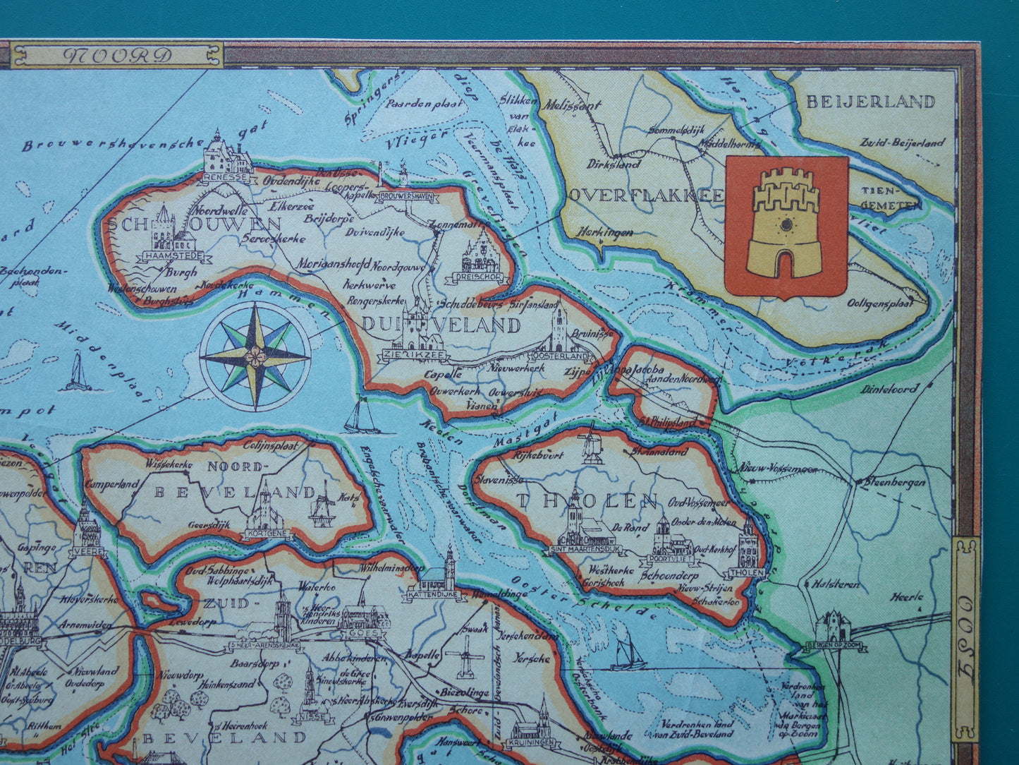 ZEELAND Vintage map of the province of Zeeland from 1947 Old historical map