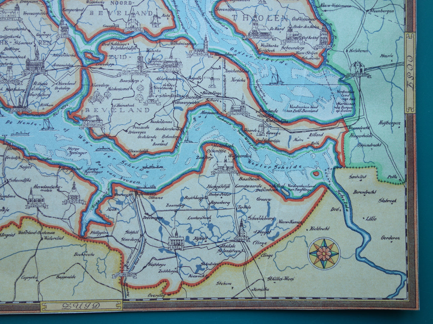ZEELAND Vintage map of the province of Zeeland from 1947 Old historical map