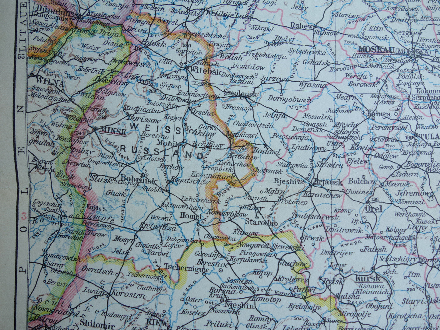 Oude landkaart van Midden-Rusland uit 1928 Vintage landkaart