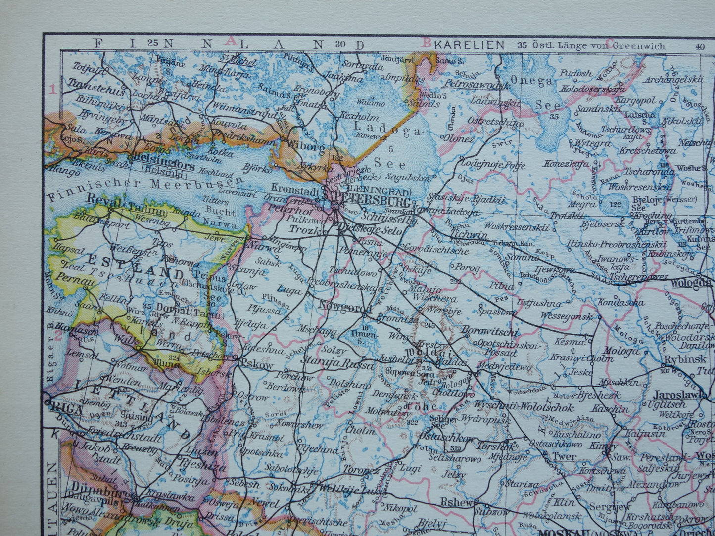 Oude landkaart van Midden-Rusland uit 1928 Vintage landkaart