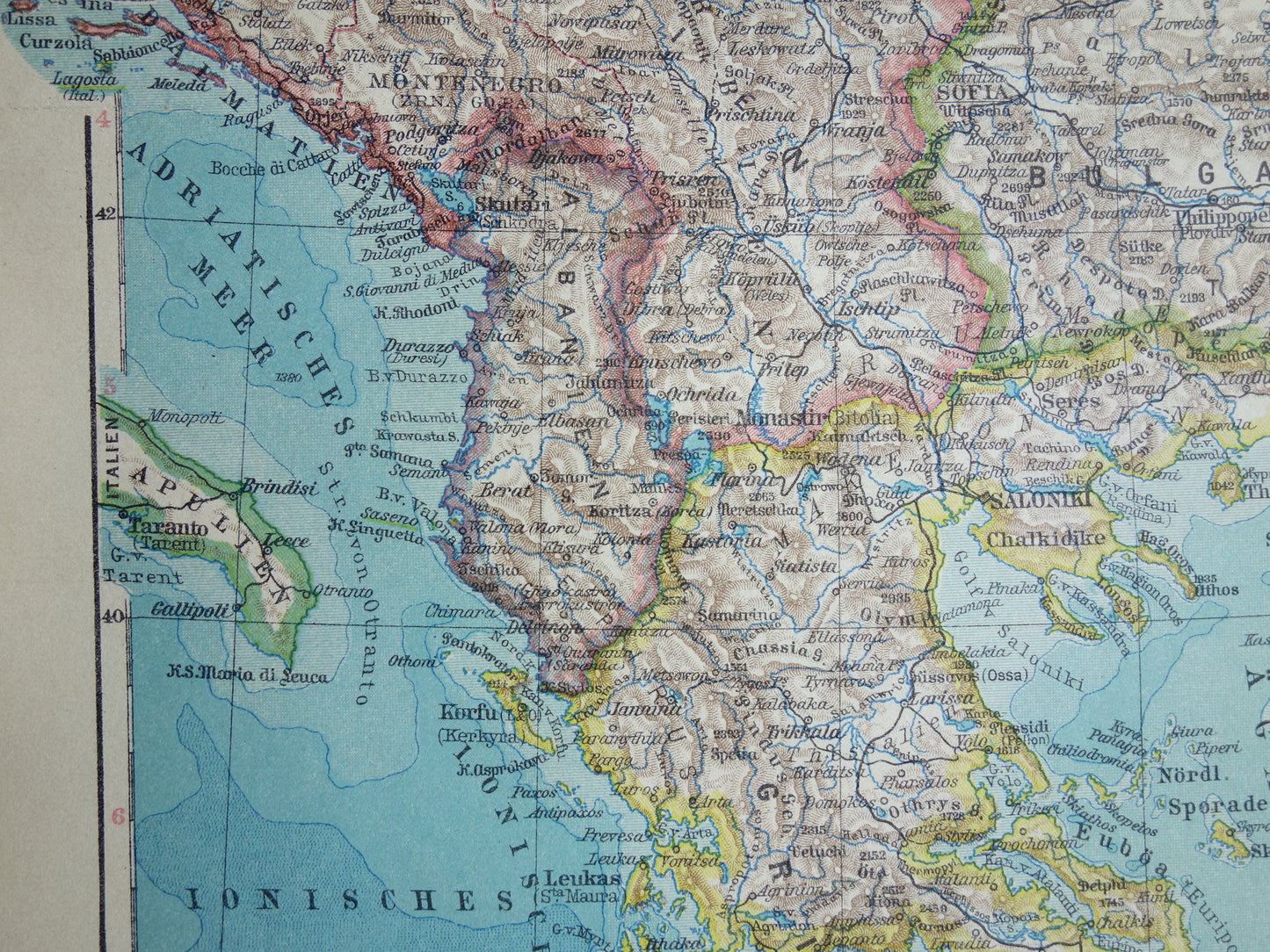 BALKAN old map of the Balkans from 1928 original German vintage map Romania Hungary Czechia Slovakia Bosnia