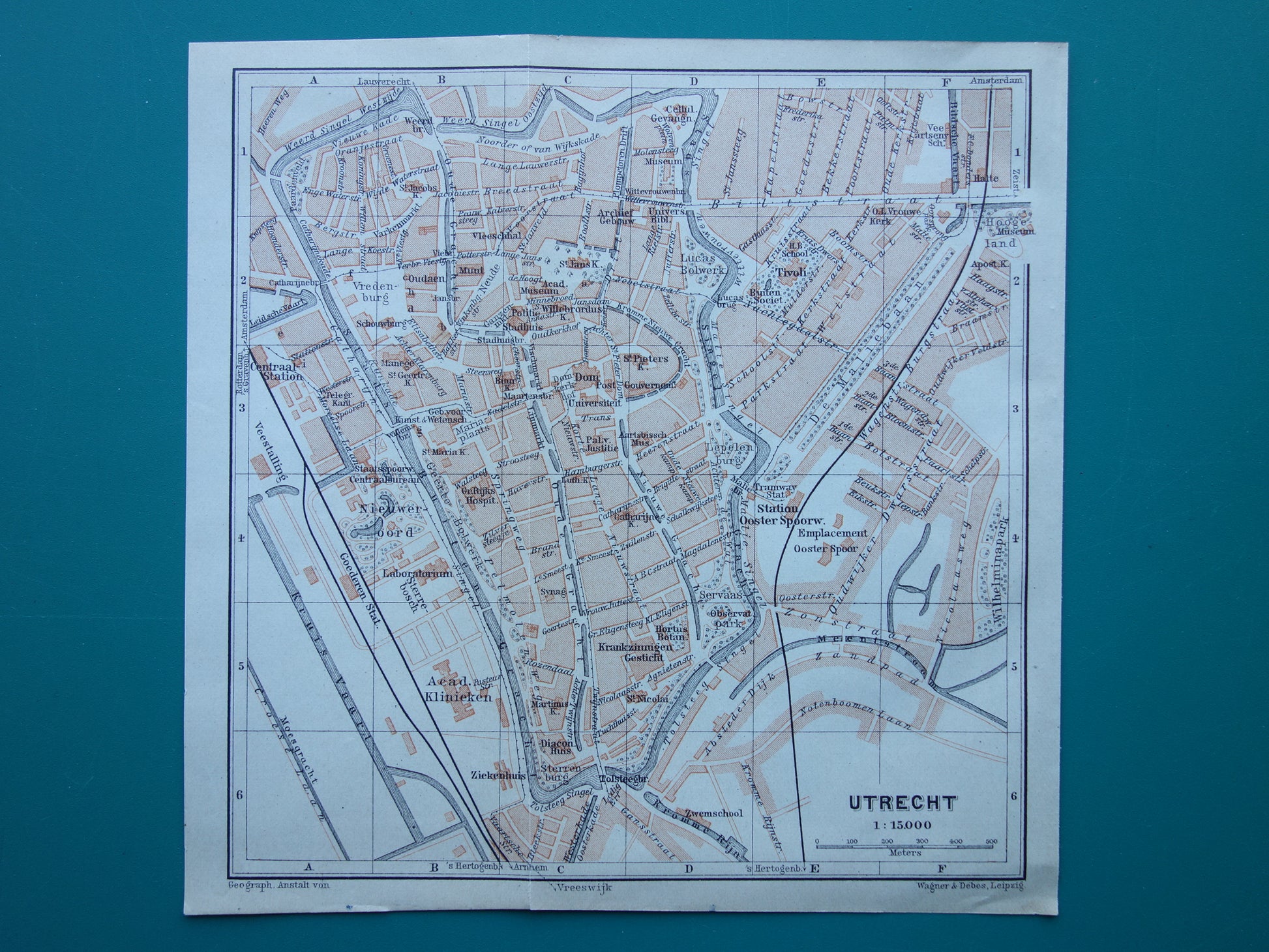 UTRECHT oude kaart van Utrecht uit 1904 kleine originele antieke plattegrond vintage landkaart