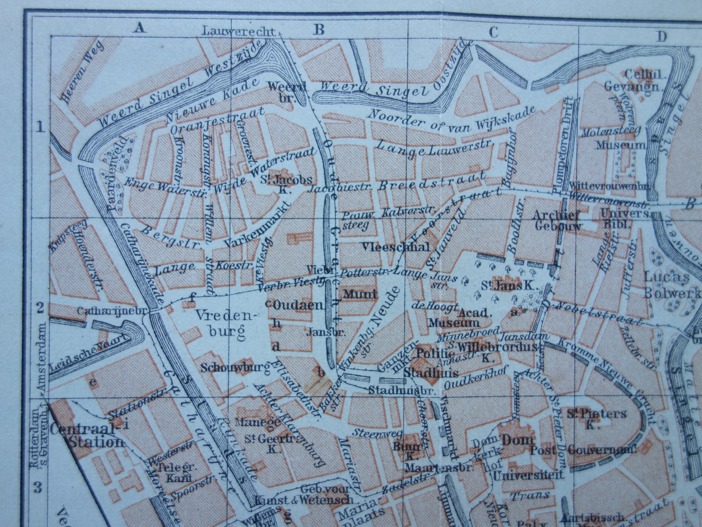 UTRECHT oude kaart van Utrecht uit 1904 kleine originele antieke plattegrond vintage landkaart
