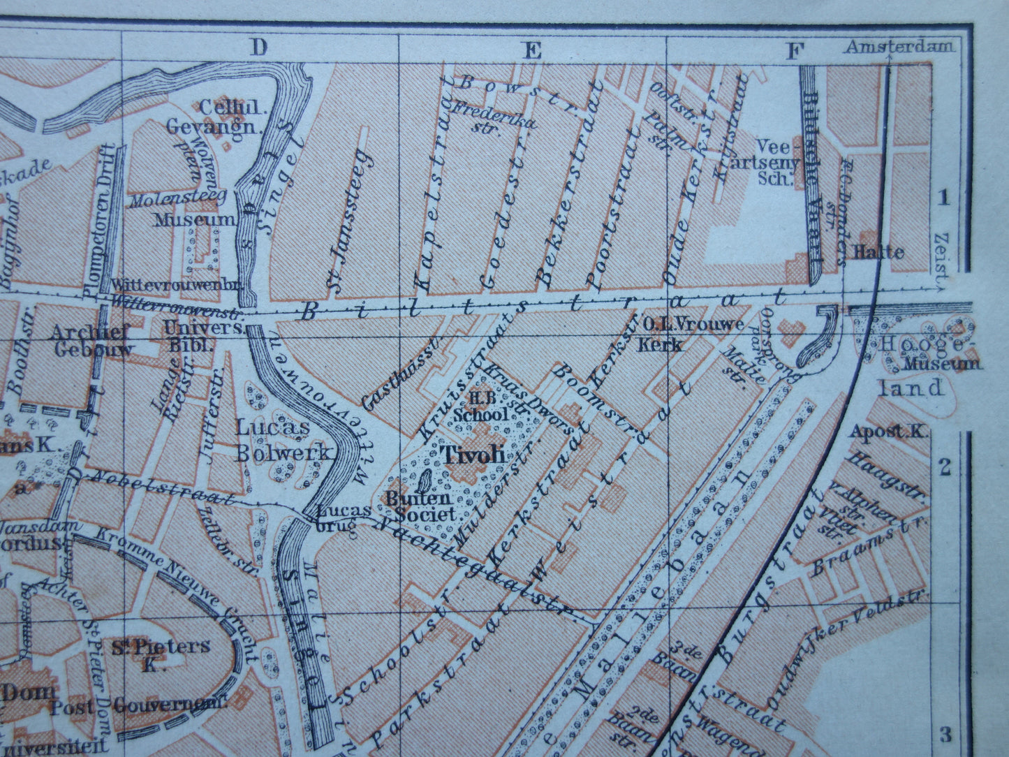 UTRECHT oude kaart van Utrecht uit 1904 kleine originele antieke plattegrond vintage landkaart