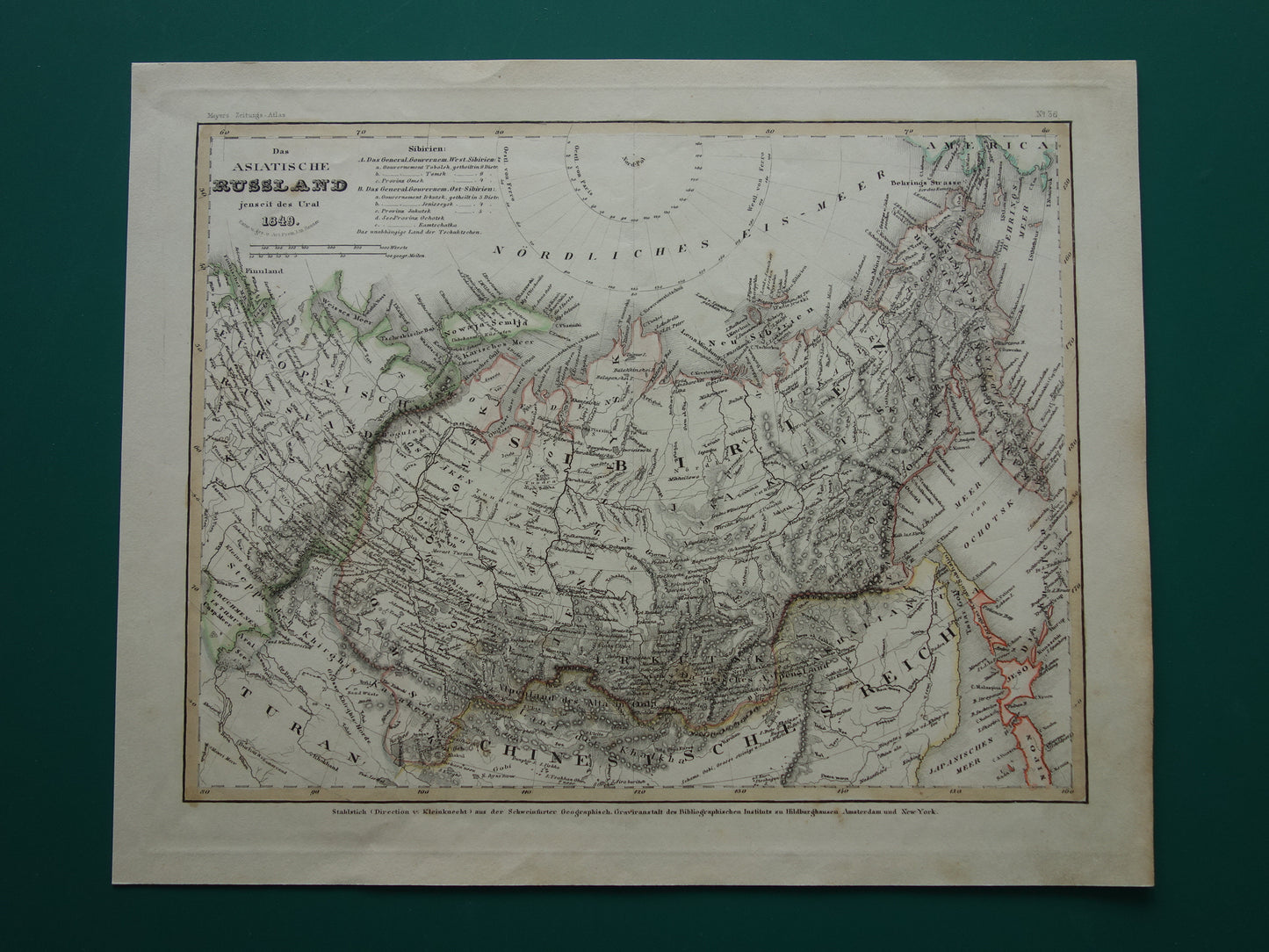 oude landkaart vintage kaart Siberië te koop
