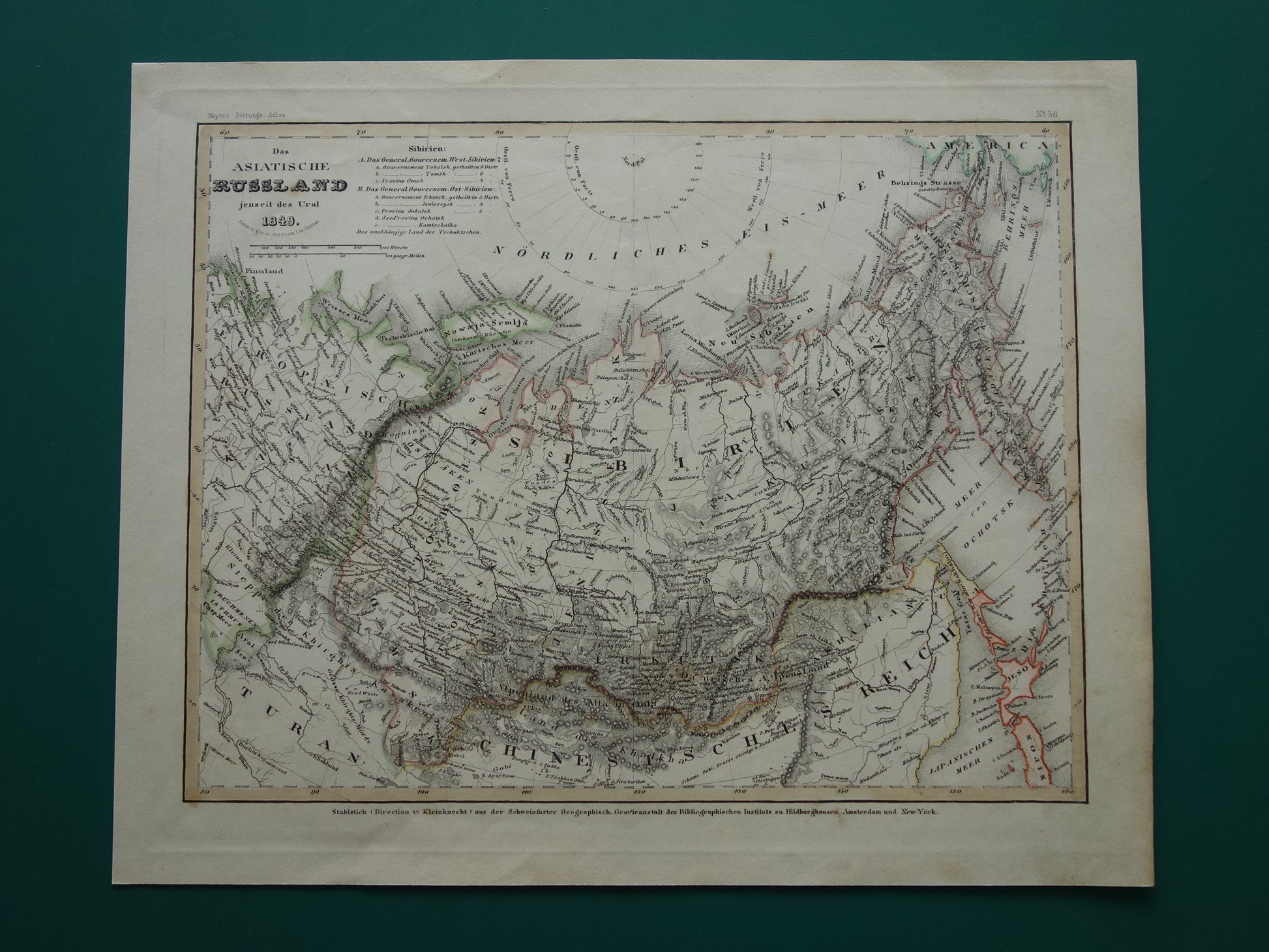 oude landkaart vintage kaart Siberië te koop
