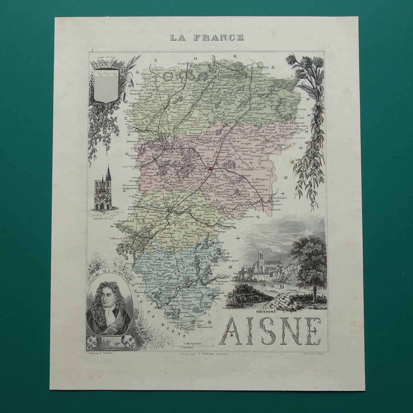 Aisne France old map for sale