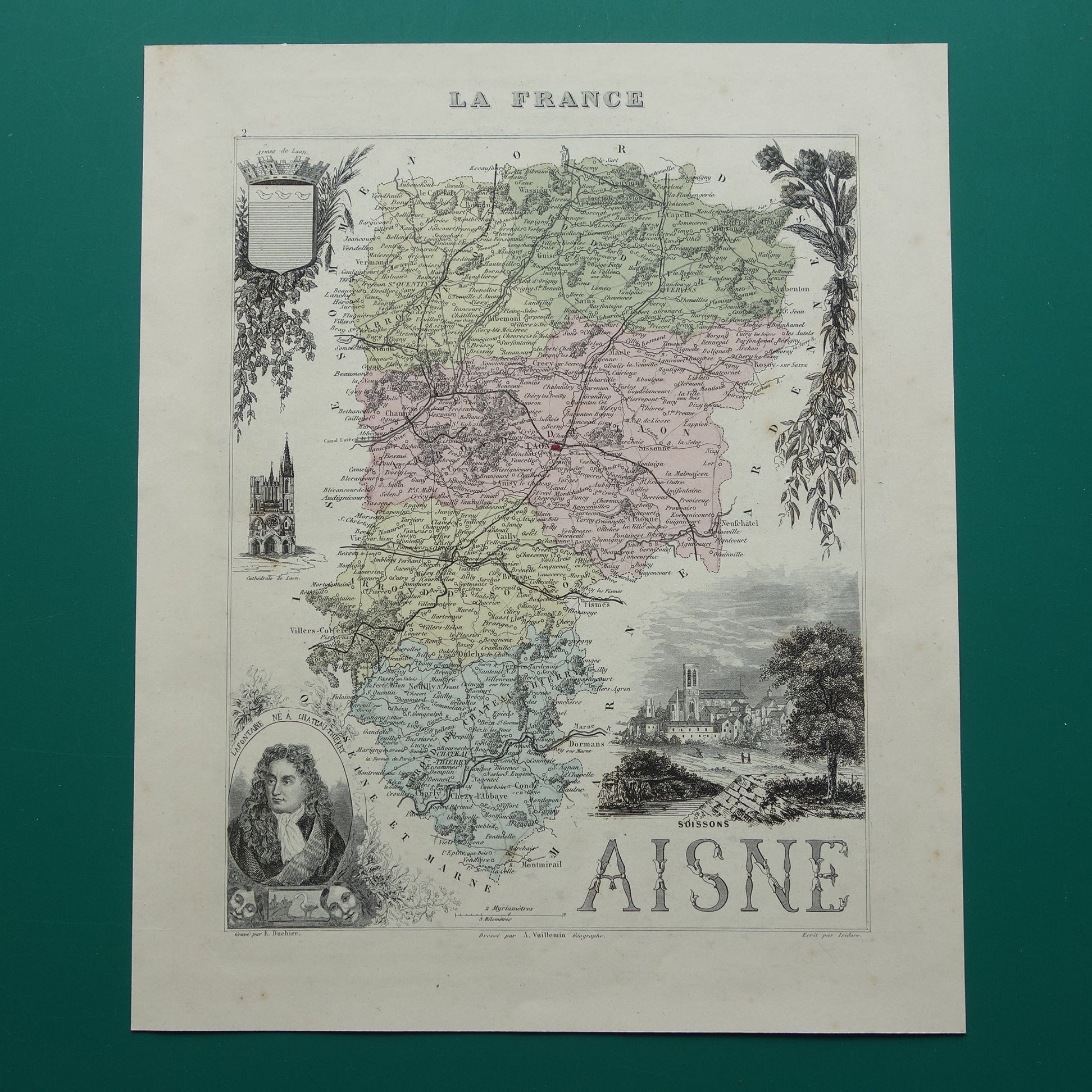Aisne France old map for sale