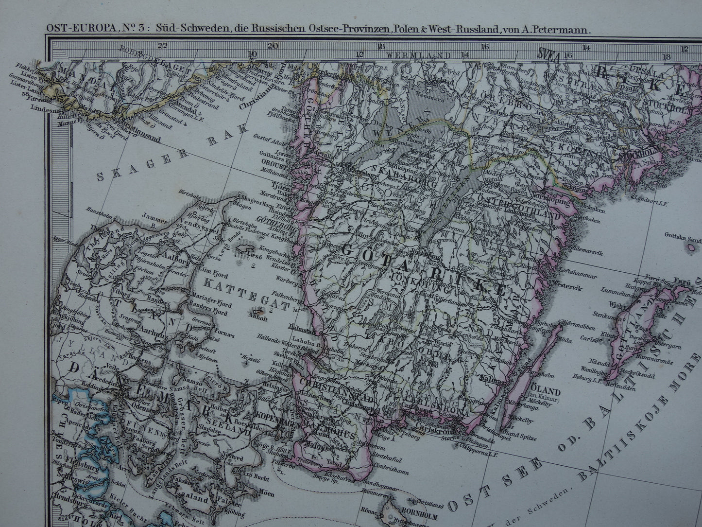 BALTIC SEA old map of Baltic States Poland in 1876 original antique map Estonia Latvia Lithuania vintage poster