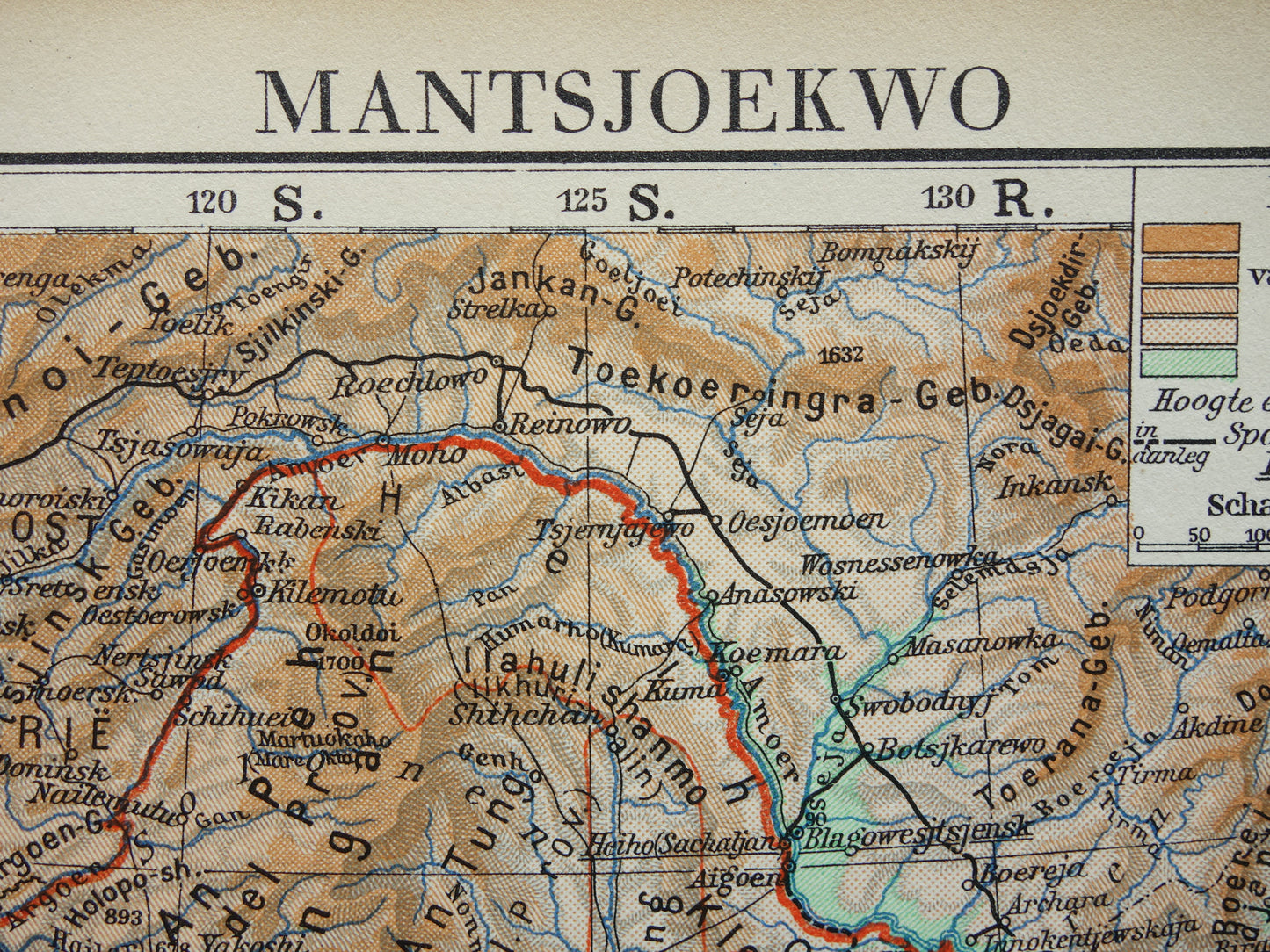 Manchukuo Old map of Manchuria Korea China from 1936 Original vintage Dutch map of Manchukuo