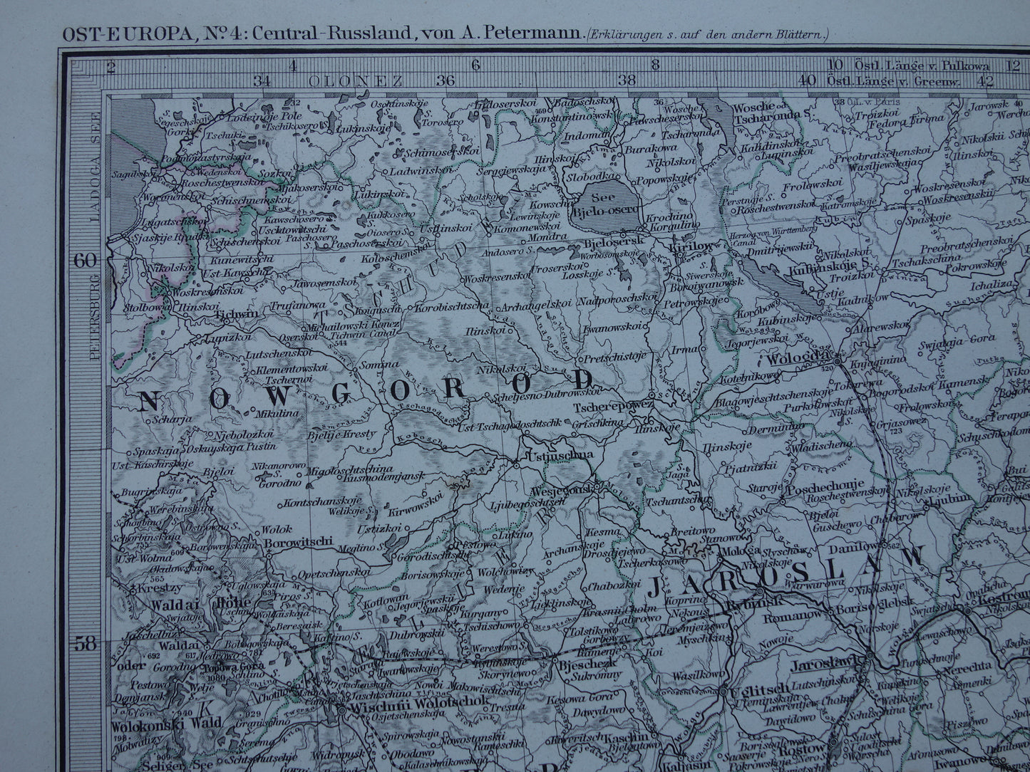 RUSSIA old map of Moscow in 1876 original antique map central Russia vintage poster