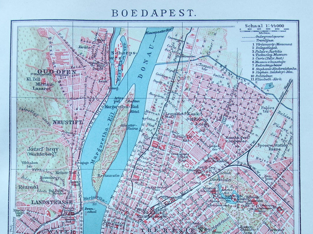 BUDAPEST small old map of Budapest from 1915 original Dutch vintage map antique map